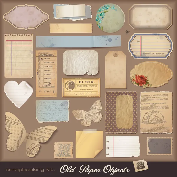 Vintage scrapbooking conjunto — Vector de stock