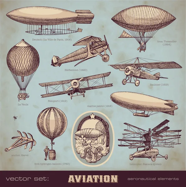 Conjunto de aviação — Vetor de Stock