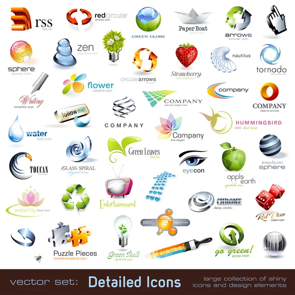 Collection of detailed icons — Stock Vector