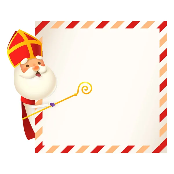 Saint Nicholas Sinterklaas Left Side Greeting Card Template Vector Illustration — Stock Vector