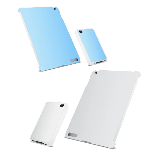 Cellulare e tablet PC con coperchio bianco isolato su bianco. Io... — Vettoriale Stock