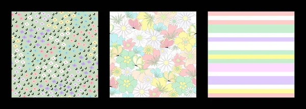 Kolekce Současných Květinových Vzorů Pozadí Vytvořené Barvách Tvarech Které Vzájemně — Stockový vektor
