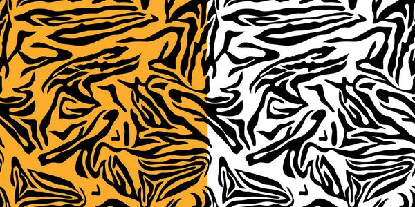 Textures Tendance Sans Couture Avec Des Rayures Tigre Zèbre Motifs — Image vectorielle