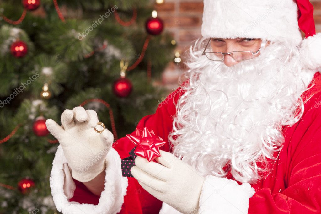 Jewelry ring gift Santa Claus — Stock Photo © gyso4ka #26307543