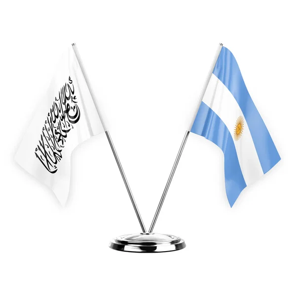 Two Table Flags Isolated White Background Illustration Afghanistan Argentina — Stock Photo, Image