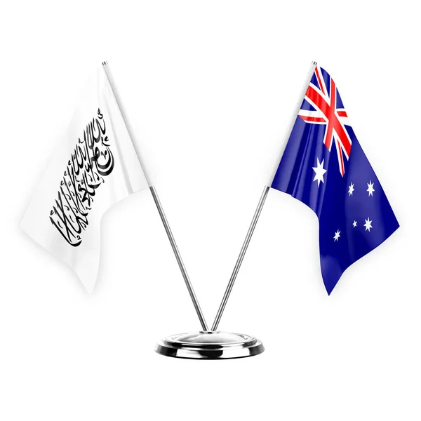 Two Table Flags Isolated White Background Illustration Afghanistan Australia — 图库照片