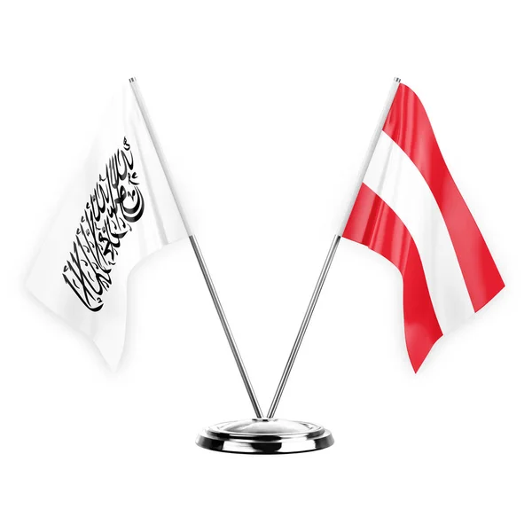 Two Table Flags Isolated White Background Illustration Afghanistan Austria — стоковое фото