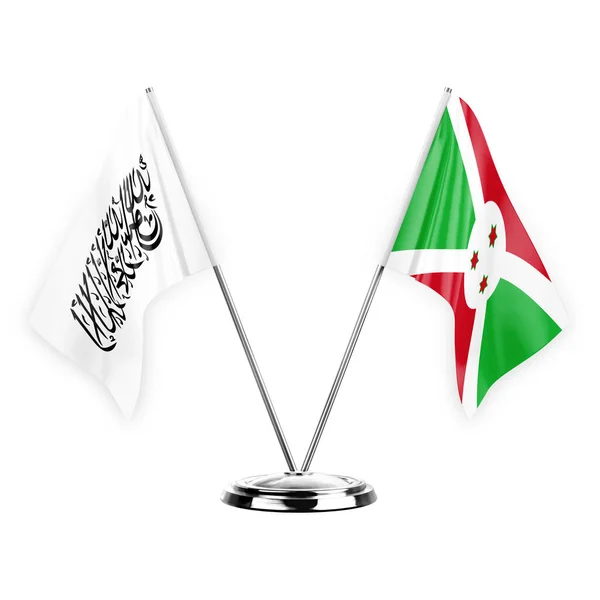Two Table Flags Isolated White Background Illustration Afghanistan Burundi — Stock fotografie