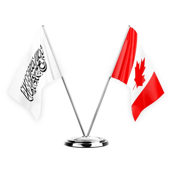 Two Table Flags Isolated White Background Illustration Afghanistan Canada — Photo