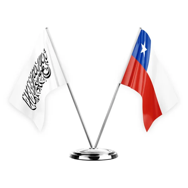 Two Table Flags Isolated White Background Illustration Afghanistan Chile — Stockfoto