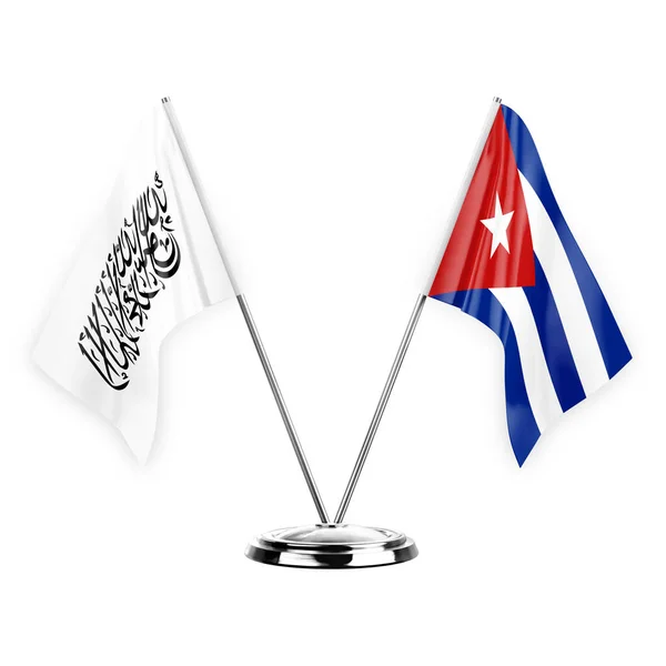 Two Table Flags Isolated White Background Illustration Afghanistan Cuba — Stockfoto