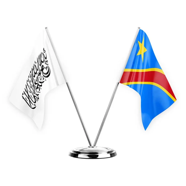 Two Table Flags Isolated White Background Illustration Afghanistan Congo — Stock Fotó