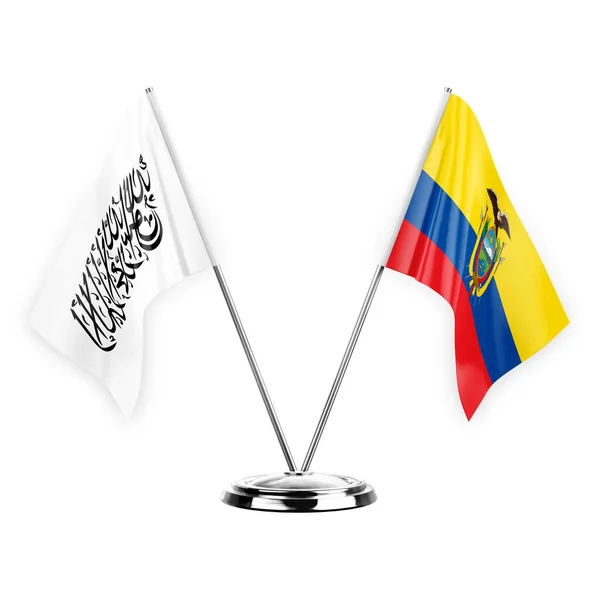 Two Table Flags Isolated White Background Illustration Afghanistan Ecuador — Foto de Stock