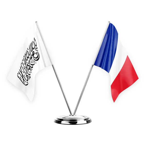 Two Table Flags Isolated White Background Illustration Afghanistan France — ストック写真
