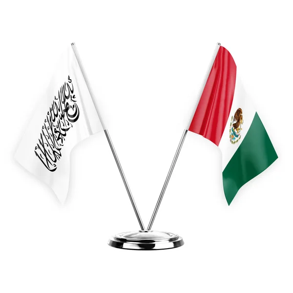 在白色背景下分隔的两个表旗3D插图 阿富汗和墨西哥 — 图库照片