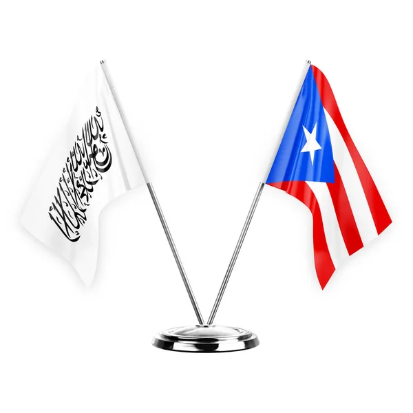 Two Table Flags Isolated White Background Illustration Afghanistan Puerto Rico — Stockfoto