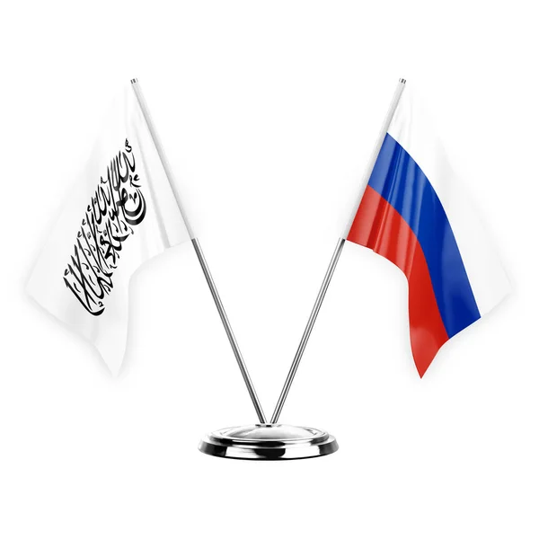 Two Table Flags Isolated White Background Illustration Afghanistan Russia — Stock Photo, Image