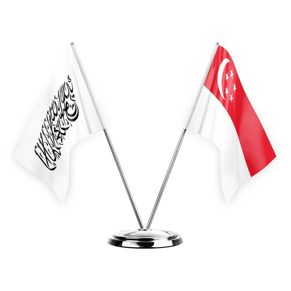 Two Table Flags Isolated White Background Illustration Afghanistan Singapore — ストック写真