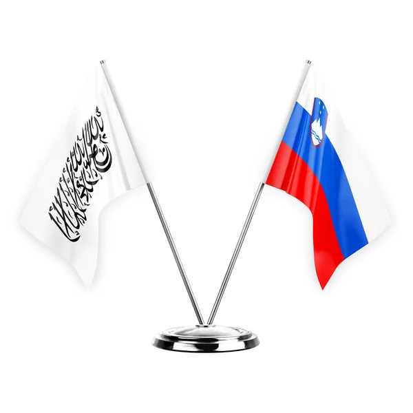 Two Table Flags Isolated White Background Illustration Afghanistan Slovenia — Stockfoto