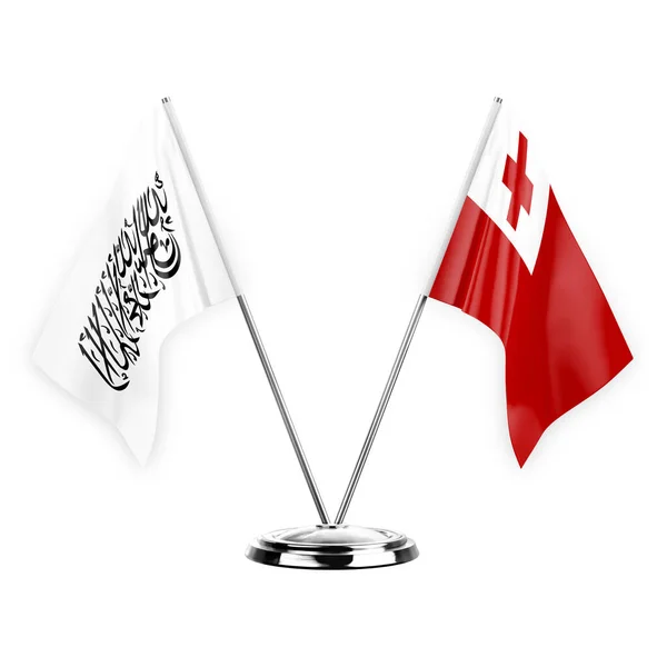 Dos Banderas Mesa Aisladas Sobre Fondo Blanco Ilustración Afganistán Tonga —  Fotos de Stock