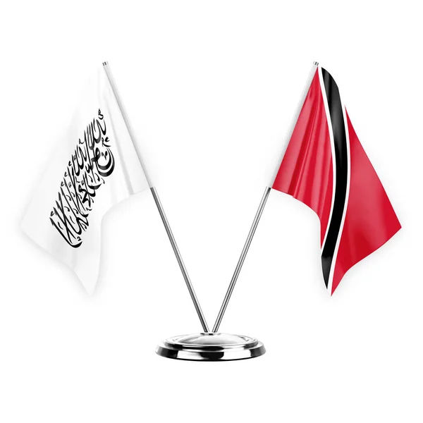 Two Table Flags Isolated White Background Illustration Afghanistan Tobago — Foto Stock