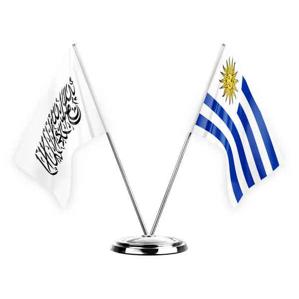 Two Table Flags Isolated White Background Illustration Afghanistan Uruguay — Photo