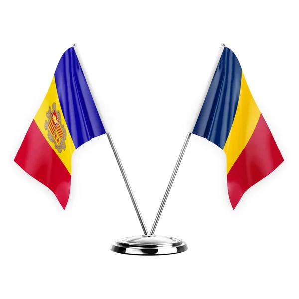 Two Table Flags Isolated White Background Illustration Andorra Chad — Stock Photo, Image