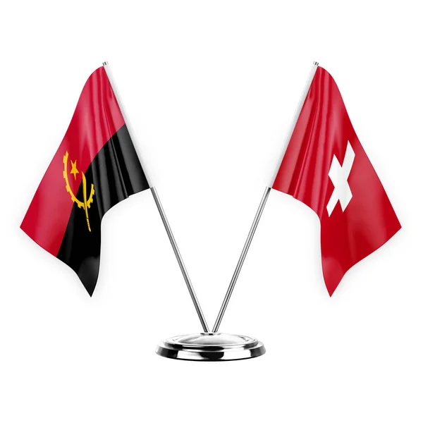 Two Table Flags Isolated White Background Illustration Angola Switzerland — Stock fotografie