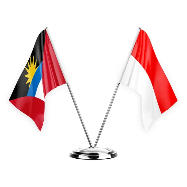 Två Tabell Flaggor Isolerade Vit Bakgrund Illustration Antigua Barbuda Och — Stockfoto