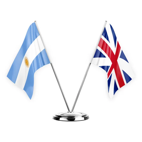 Two Table Flags Isolated White Background Illustration Argentina Britain —  Fotos de Stock