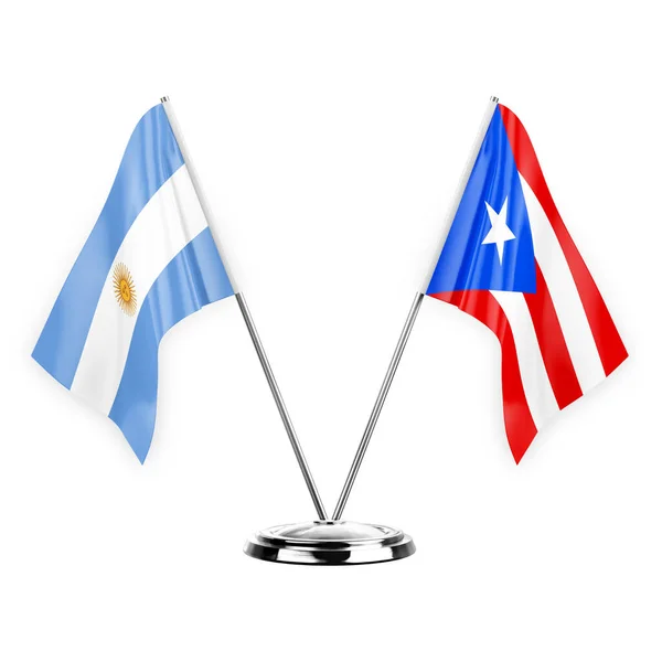 Two Table Flags Isolated White Background Illustration Argentina Puerto Rico — Stockfoto