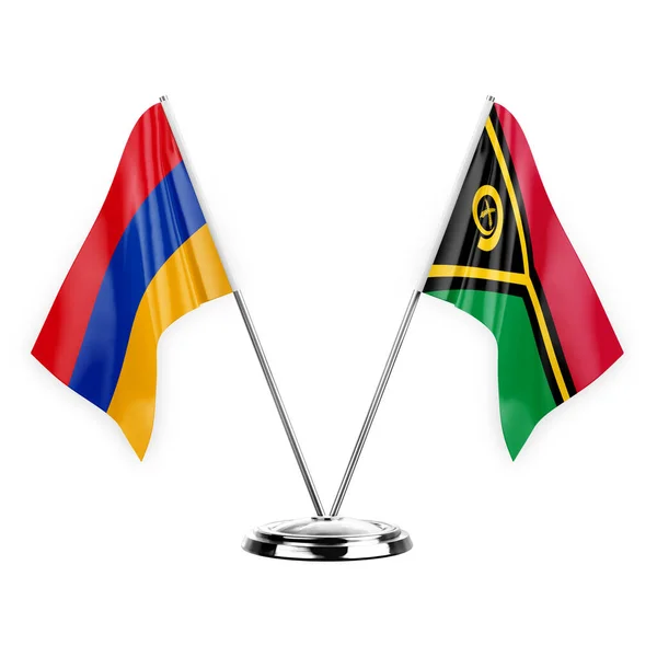 Δύο Σημαίες Πίνακα Απομονώνονται Λευκό Φόντο Εικονογράφηση Armenia Και Vanuatu — Φωτογραφία Αρχείου