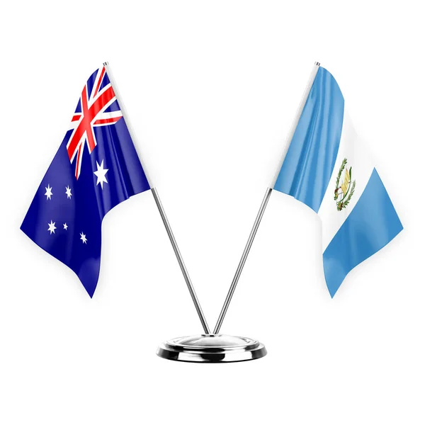 Two Table Flags Isolated White Background Illustration Australia Guatemala — Stock Photo, Image