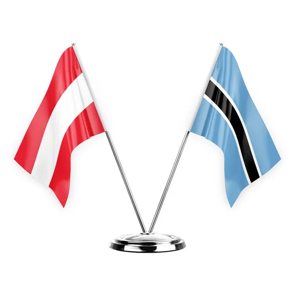 Two Table Flags Isolated White Background Illustration Austria Botswana — Stock fotografie