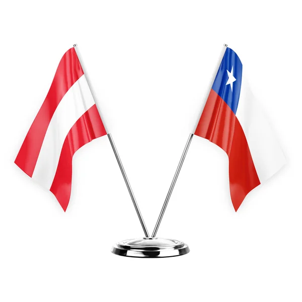 Two Table Flags Isolated White Background Illustration Austria Chile — Stockfoto