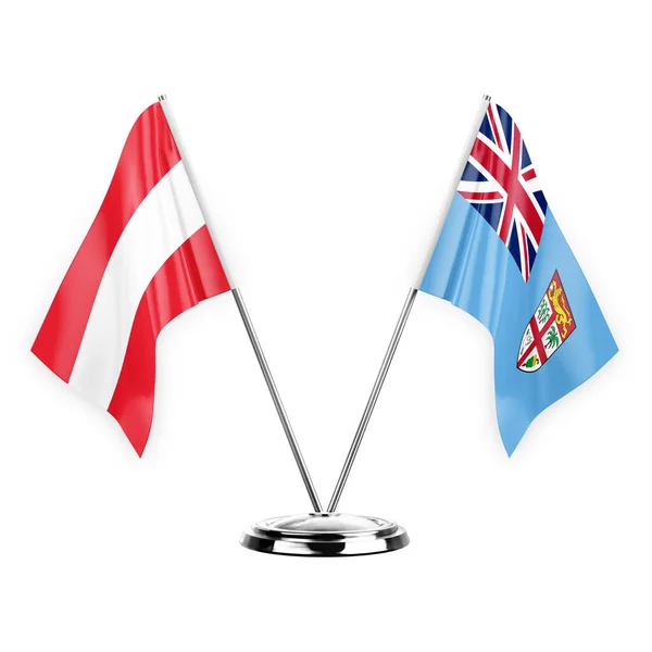 Two Table Flags Isolated White Background Illustration Austria Fiji — ストック写真