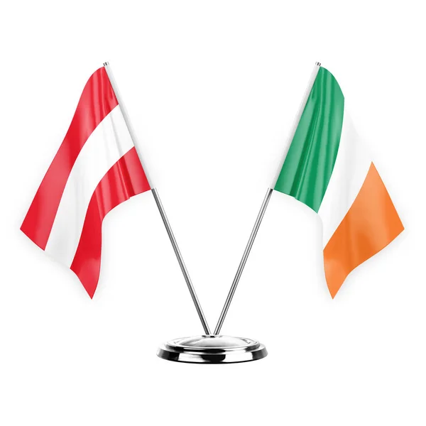 Two Table Flags Isolated White Background Illustration Austria Ireland — Stockfoto