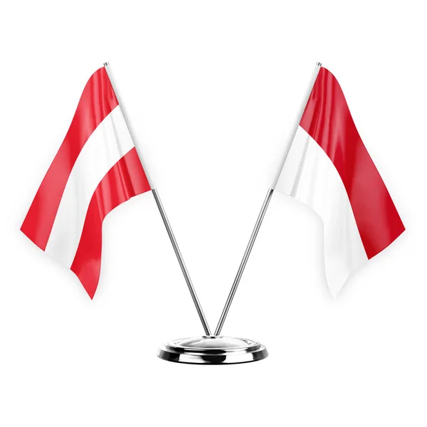 Two Table Flags Isolated White Background Illustration Austria Monaco — Stockfoto