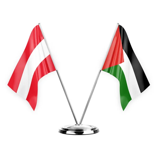 Two Table Flags Isolated White Background Illustration Austria Palestine — 图库照片