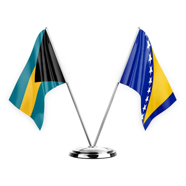Two Table Flags Isolated White Background Illustration Bahamas Bosnia — Stock fotografie