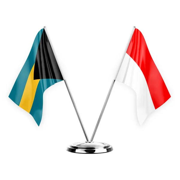 Two Table Flags Isolated White Background Illustration Bahamas Indonesia — Stockfoto