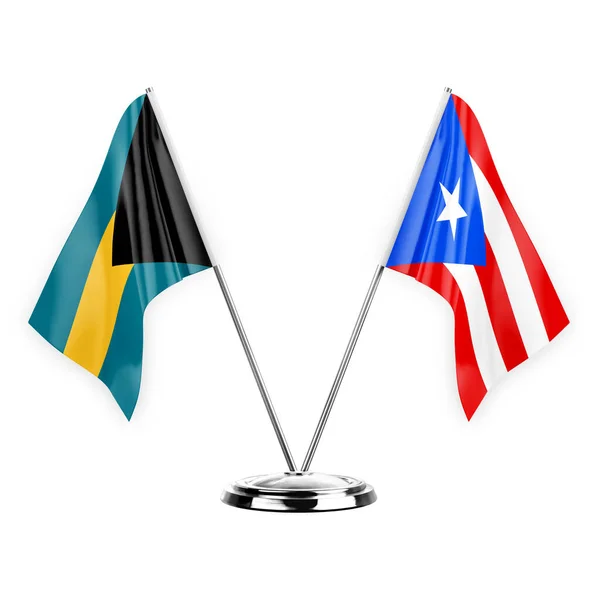 Two Table Flags Isolated White Background Illustration Bahamas Puerto Rico — Stockfoto