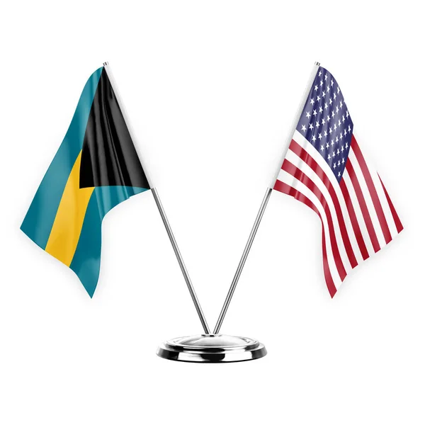 Two Table Flags Isolated White Background Illustration Bahamas Usa — Stockfoto