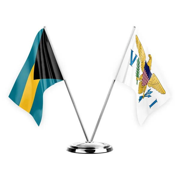 Two Table Flags Isolated White Background Illustration Bahamas Virgin Islands — Stock Photo, Image
