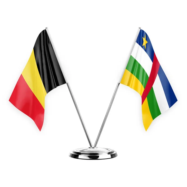 Два Столові Прапори Ізольовані Білому Тлі Ілюстрація Бельгія Центральноафриканська Республіка — стокове фото