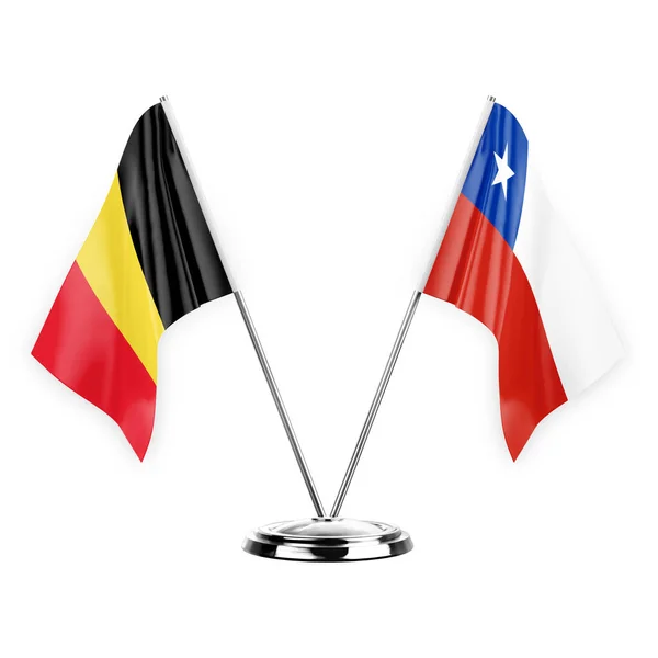 Two Table Flags Isolated White Background Illustration Belgium Chile — Stockfoto