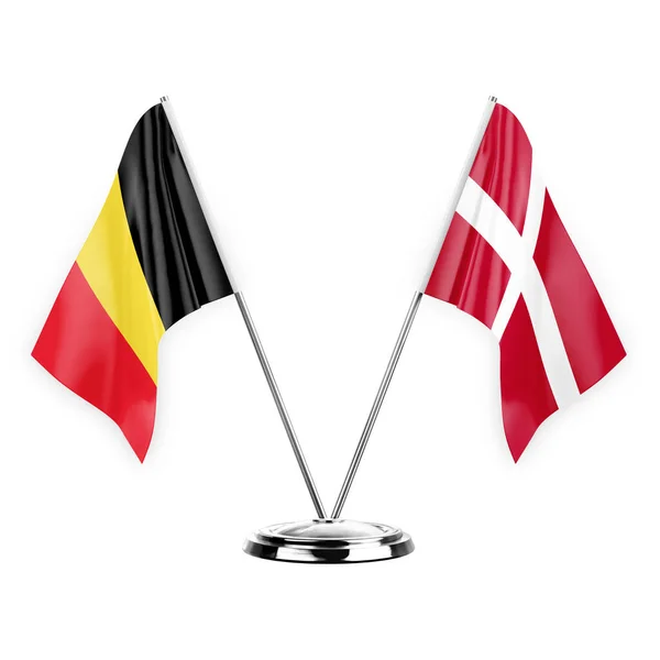 Two Table Flags Isolated White Background Illustration Belgium Denmark — Stock fotografie