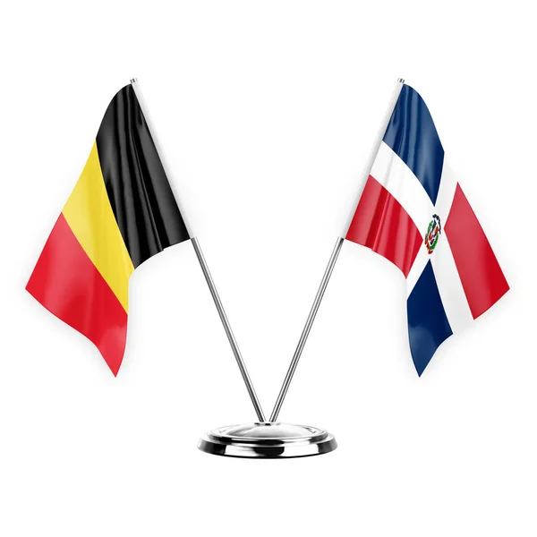 Two Table Flags Isolated White Background Illustration Belgium Dominican Republic — Fotografia de Stock