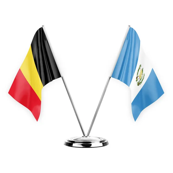 Two Table Flags Isolated White Background Illustration Belgium Guatemala — Stock Photo, Image