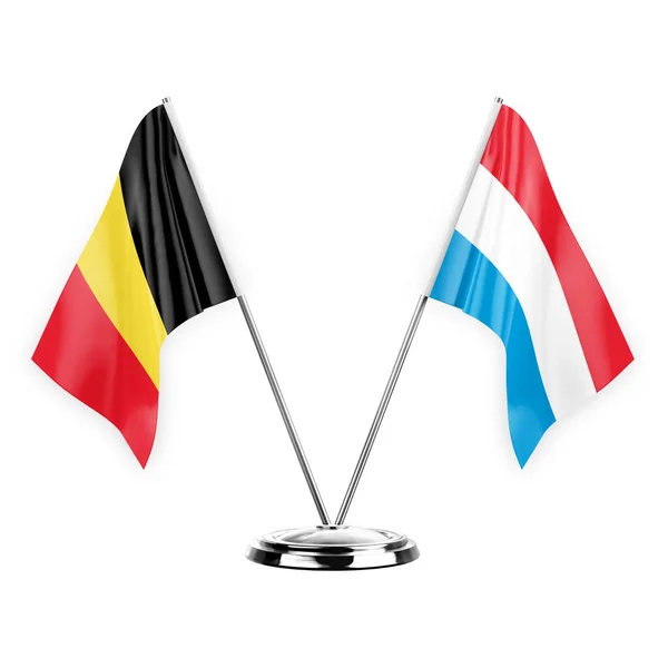 Two Table Flags Isolated White Background Illustration Belgium Luxembourg — стокове фото